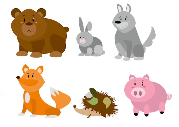 Vector funny animals for childrens illustrations for books