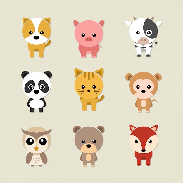 Vector funny animals collection