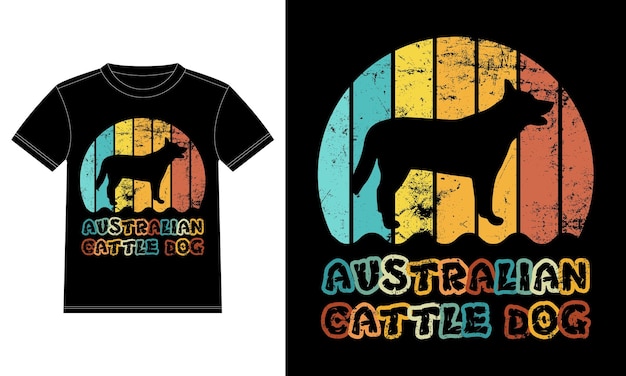 Funny Australian Cattle Vintage Retro Sunset Silhouette Gifts Dog Lover Dog Owner Essential T-Shirt