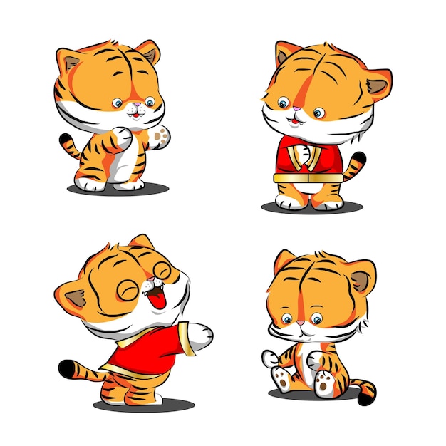 Funny baby tiger cartoon illustration