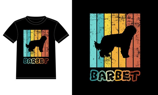 Vector funny barbet vintage retro sunset silhouette gifts dog lover dog owner essential t-shirt