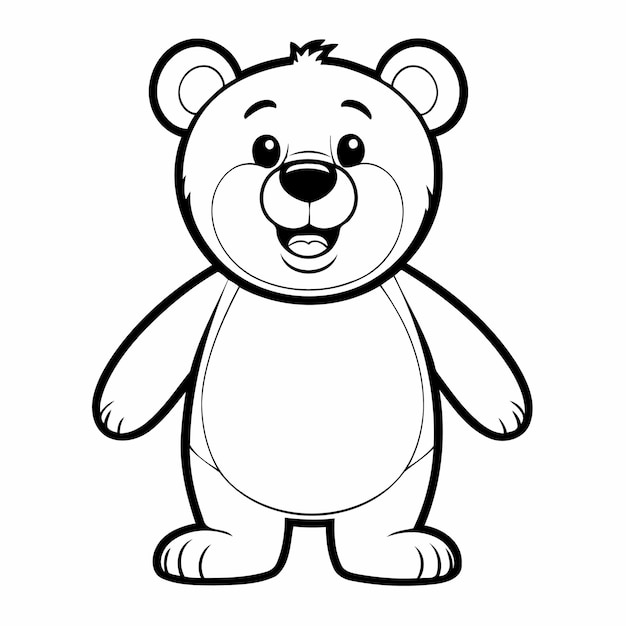 Funny Bear drawing for children page