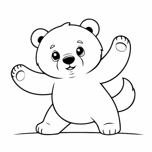 Vector funny bear drawing for kids colouring pages