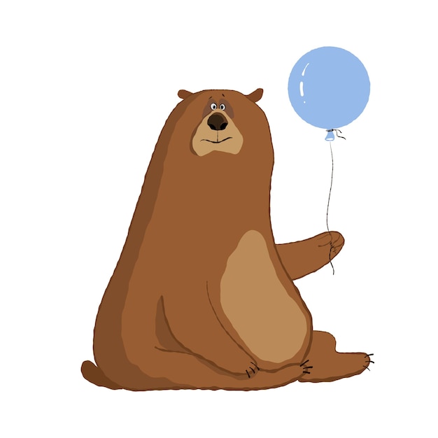 Funny bear with air balloon holiday illustration with cartoon character vector clipart