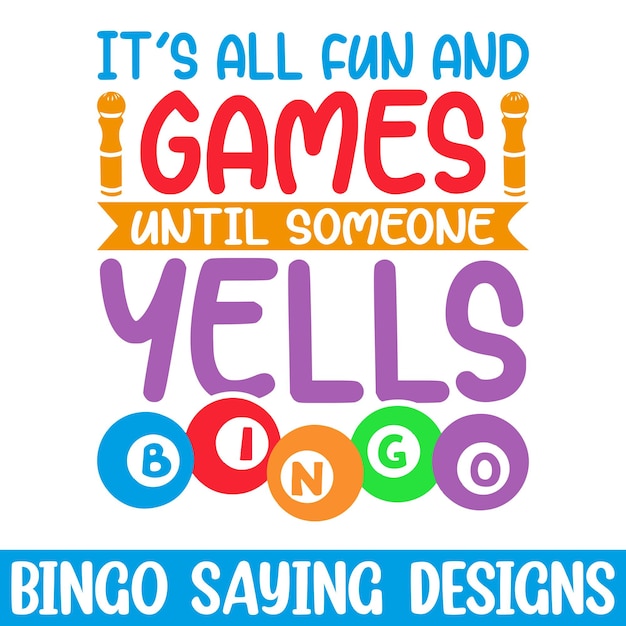 Забавный бинго с надписью svg design счастливый дизайн игрока в бинго