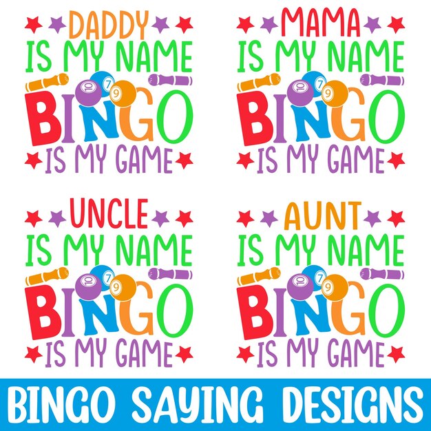 Vector funny bingo saying svg design happy bingo player designs