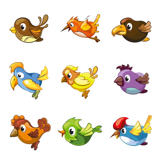 Vector funny birds icons
