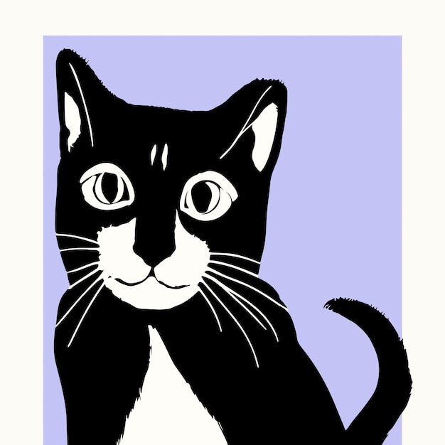 Funny Black Cat Illustration Kitty Lover Art