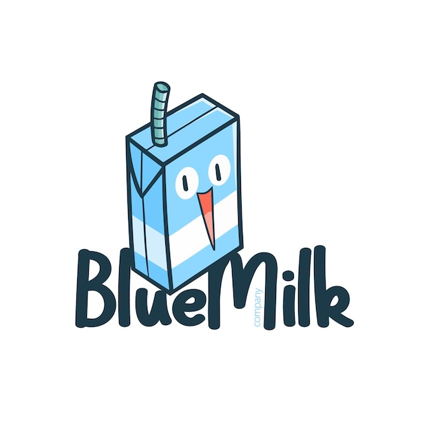 Funny blue milk company logo template