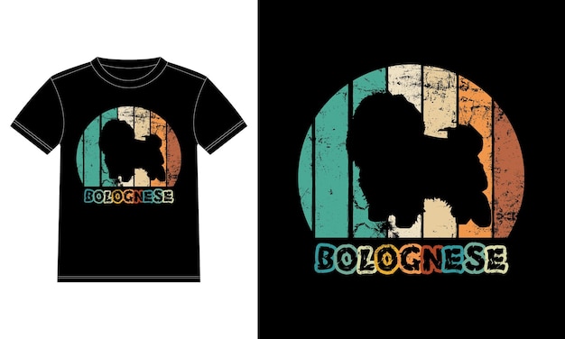 Divertente bolognese vintage retrò tramonto silhouette regali amante dei cani proprietario di cani t-shirt essenziale