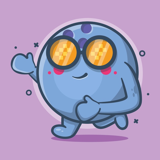 funny bowling ball character mascot running isolated cartoon in flat style design