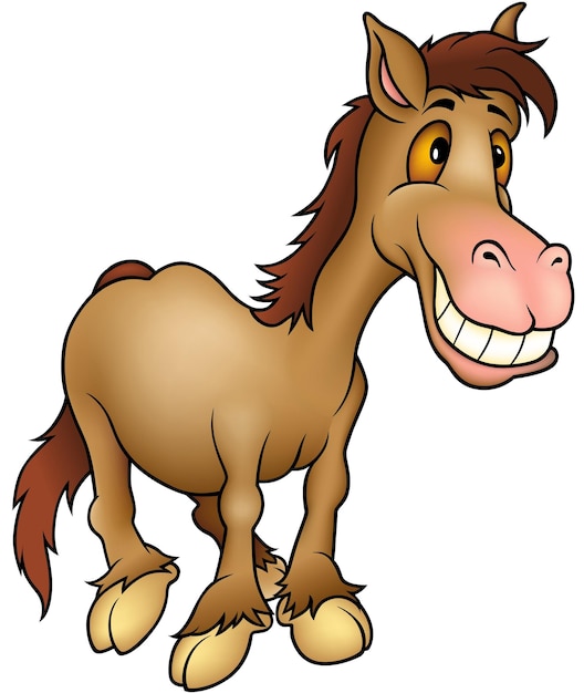 Funny Brown Horse with Big Smile