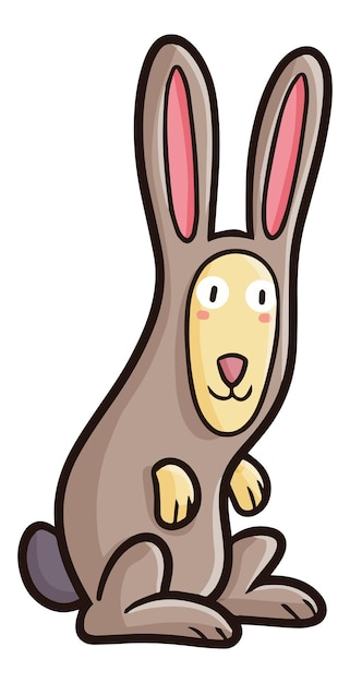 Funny brown rabbit cartoon character illustration