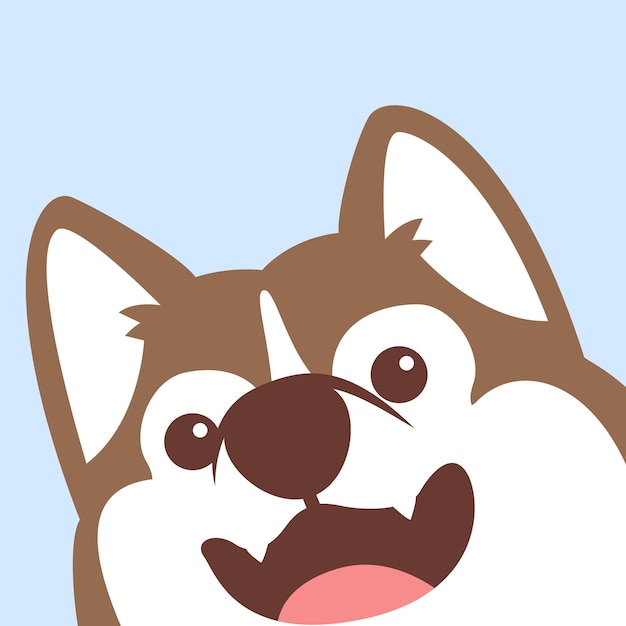 Vector funny brown siberian husky dog face vector illustration