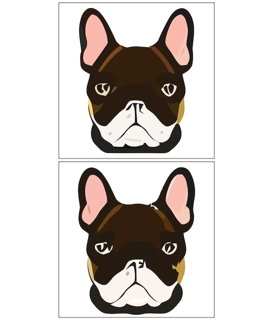 Funny Bulldog face isolated outlined vector illustration