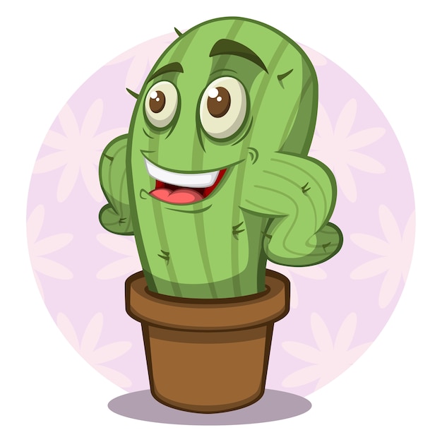 funny cactus cartoon character