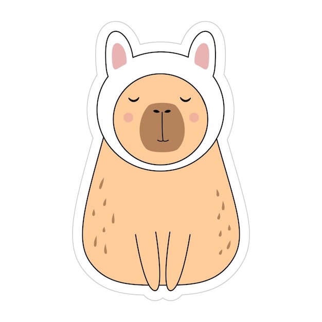 Funny capybara with in a bunny costume cute sticker