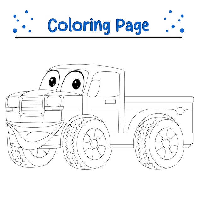 funny car pickup mascot coloring page