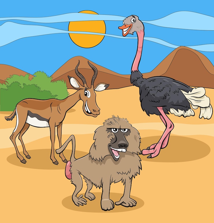 वेक्टर funny cartoon african wild animal characters