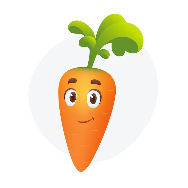 Funny cartoon carrot character Vegetable on isolated white background Vector