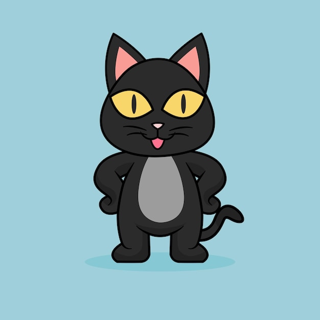 Funny cartoon cats cute black cat vector design