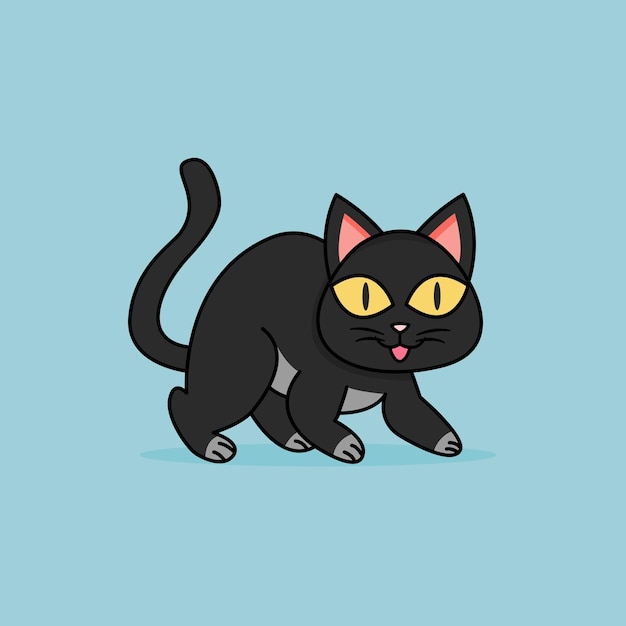 Funny Black Cat. Vector Illustration Stock Vector Image & Art - Alamy