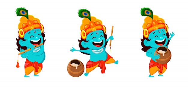 Divertente personaggio dei cartoni animati lord krishna