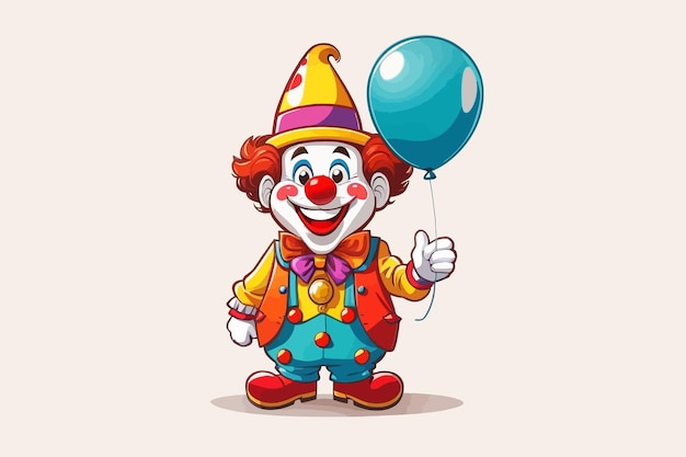 funny cartoon clown white background illustration