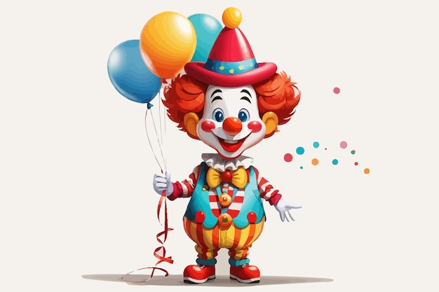 Vettore clown di cartoni animati divertente illustrazione di sfondo bianco