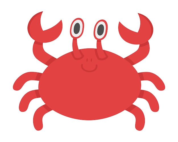 Funny cartoon crab. doodle flat clipart. all objects are repainted.