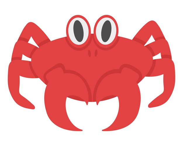 Funny cartoon crab. Doodle flat clipart. All objects are repainted.