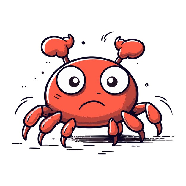 Funny cartoon crab Vector illustration Isolated on white background