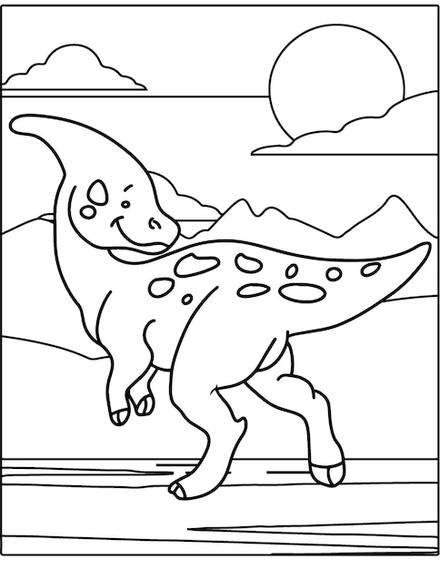 Раскраски забавный мультяшный динозавр