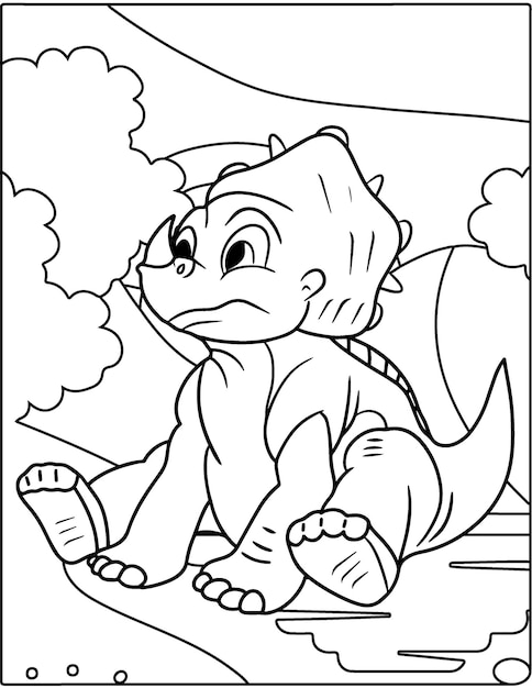 Funny cartoon Dinosaur coloring pages