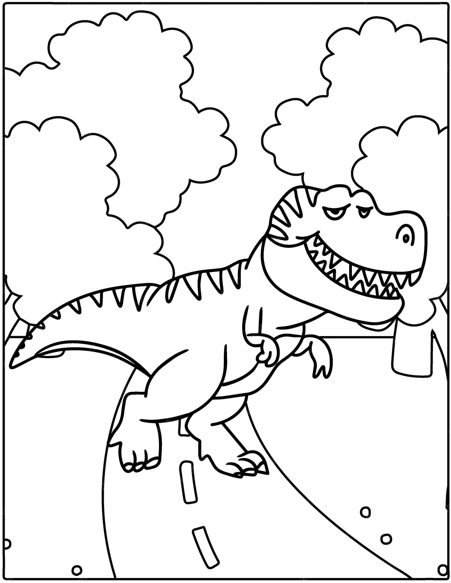Premium Vector | Funny cartoon Dinosaur coloring pages