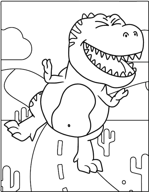 Funny cartoon Dinosaur coloring pages