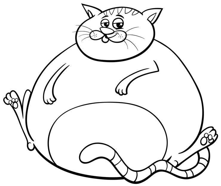Vector 재미있는 만화 한 고양이 만화 동물 캐릭터 컬러 페이지