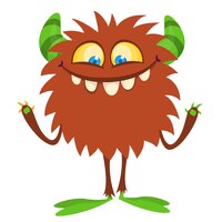 Vector funny cartoon furry monster character illustration of cute and happy mythical alien