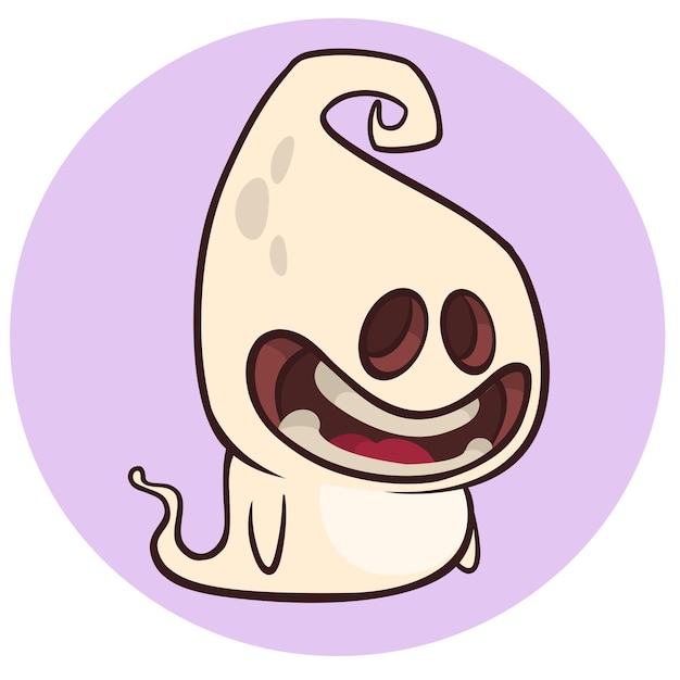Funny cartoon ghost character smiling Vector illustration of scary ghost
