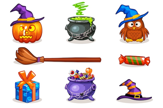 Funny cartoon halloween icons