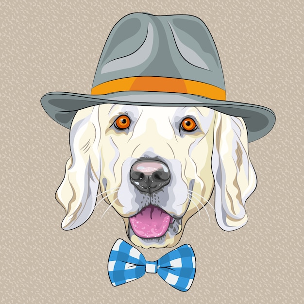 Cane da hipster divertente cartone animato golden retriever