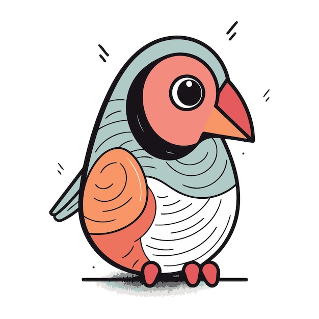 Смешная мультфильмная иллюстрация милой маленькой птицы Векторная иллюстрация