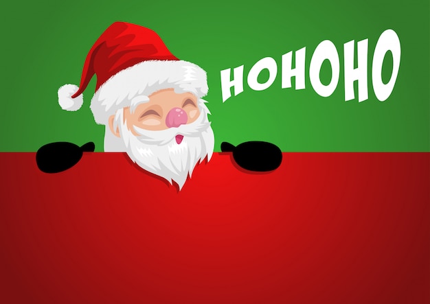 Funny cartoon illustration of a peeping santa claus