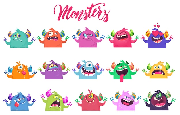 Vector funny cartoon monster character illustration of cute and happy alien halloween vector design