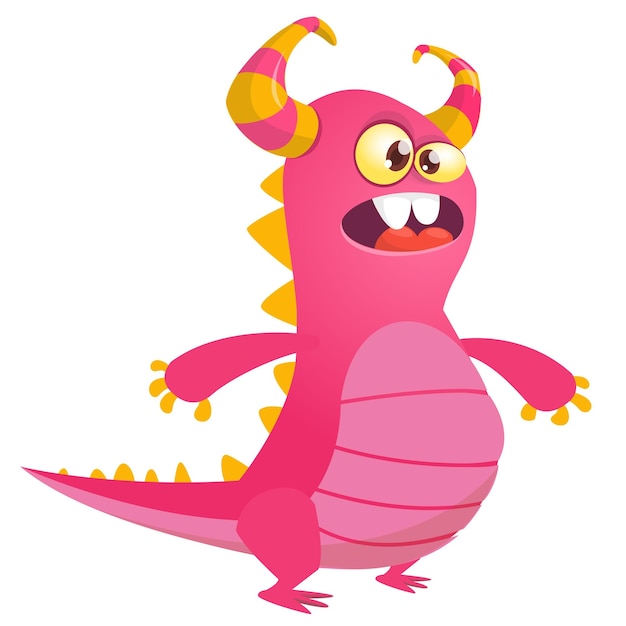 Funny cartoon monster Illustration of cute monster creature Halloween design