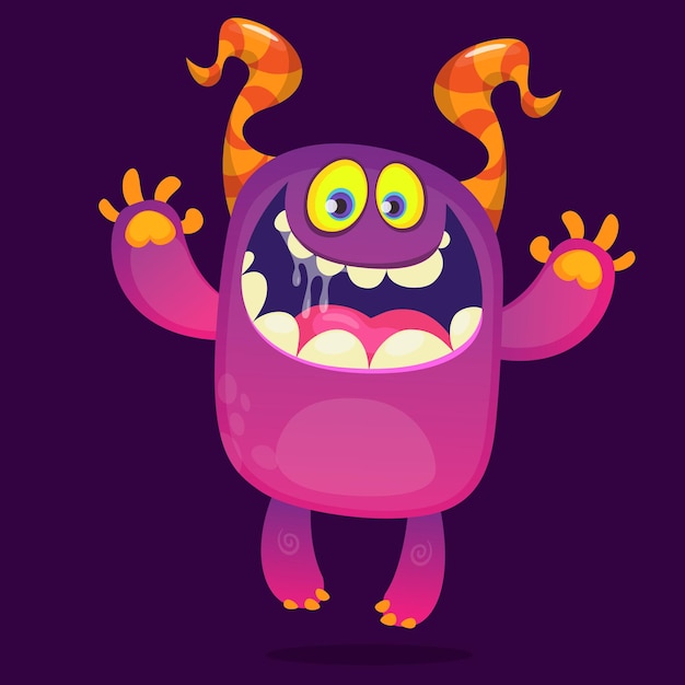 Vector funny cartoon monster vector character design halloween illustration