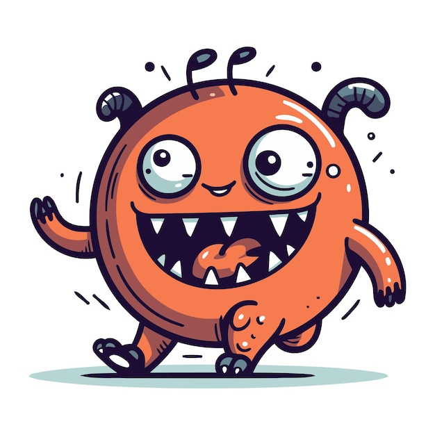 Funny cartoon monster Vector illustration Cute monster character