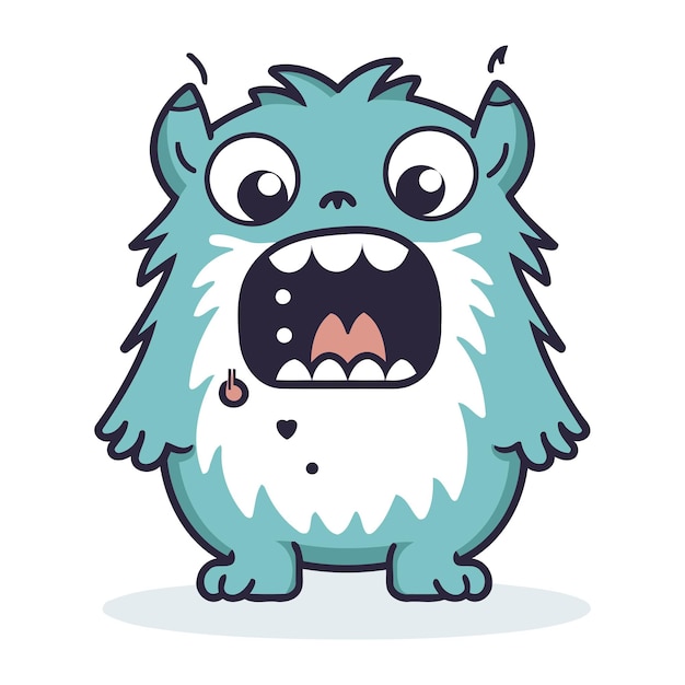 Vector funny cartoon monster vector illustration cute monster character