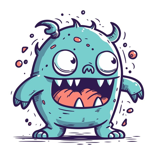 Vector funny cartoon monster vector illustration of a monster with emotions