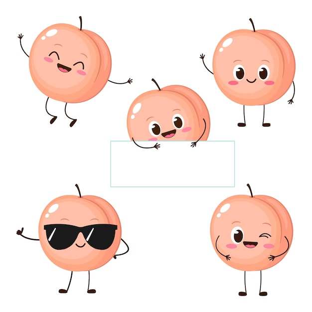 Funny cartoon peach character emoji